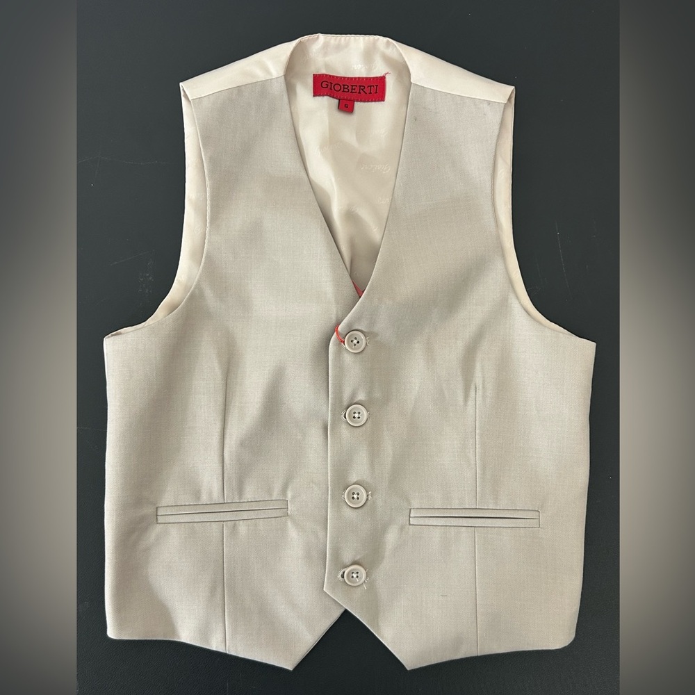 GIOBERTI BEIGE FORMAL SUIT VEST Size 2T & Size 6 Style VS-85